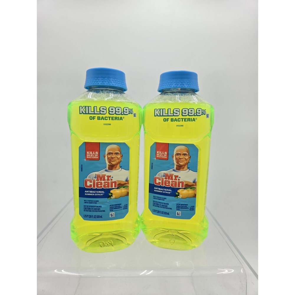 Lot 2 Mr. Clean Multi-Purpose Antibacterial Cleaner Summer Citrus 28 oz Retired